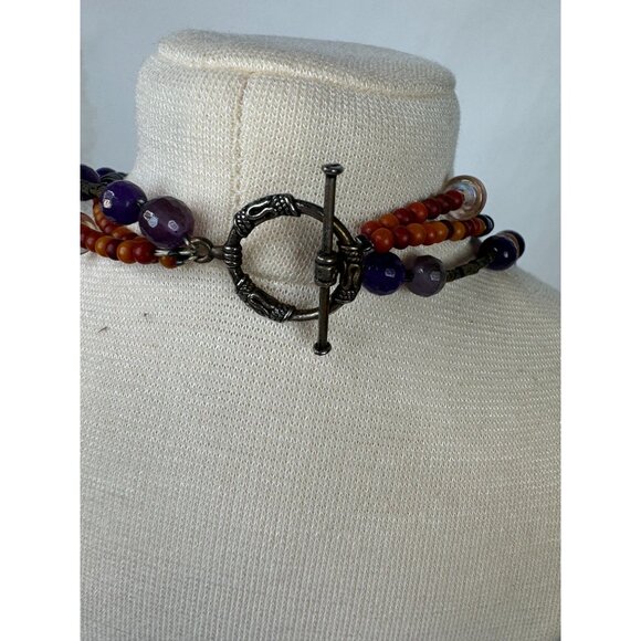 Ferruginous Quartz & Dragon Vein Agate Healing Stones Necklace 10" - Picture 4 of 16